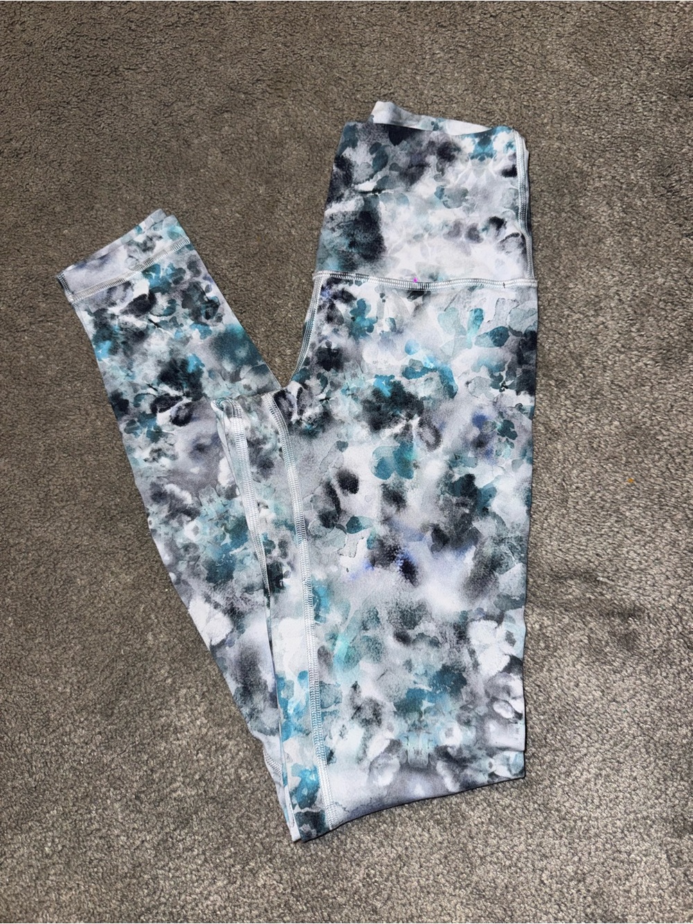 lululemon athletica Girls' Teal & Gray Watercolor Print Leggings